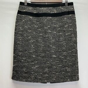 Cleo Womens Brown Black Wool Textured Tweed Pencil Fully Lined Midi Skirt Size 4